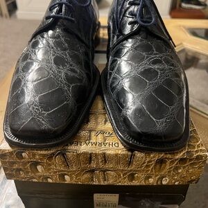 David Eden Alligator Skin Dress Derby Shoes Blue 9M